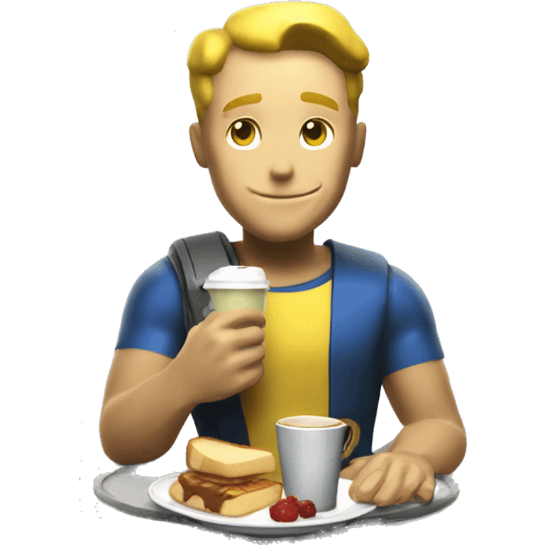 vault boy from fallout having breakfast  emoji