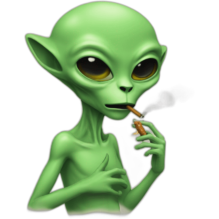 an alien smoking, with a cat emoji