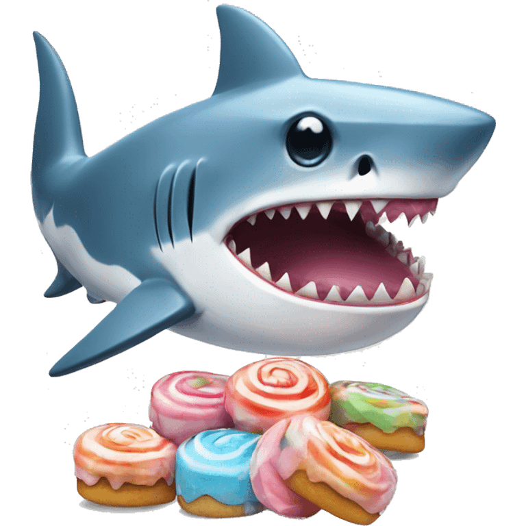 The shark is crying with sweets emoji