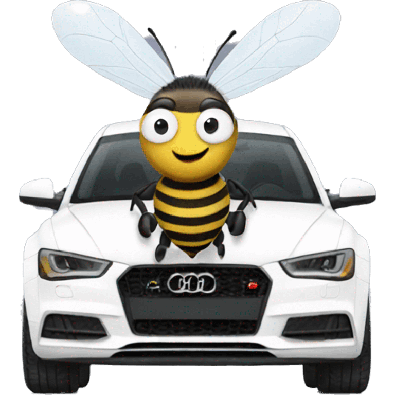 Bee driving white Audi  emoji