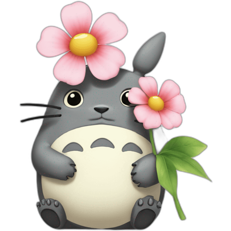 totoro holds a flower in his paw emoji