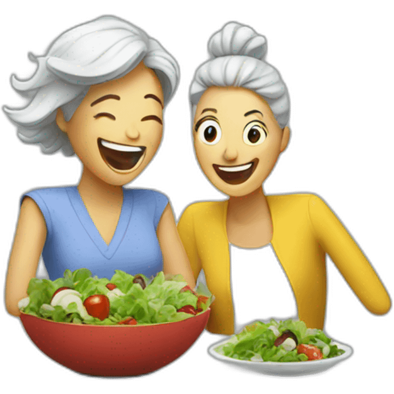 salad laughing alone with woman emoji