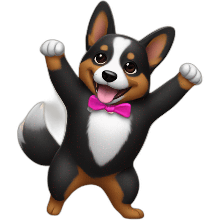 Black corgi dance disco music emoji