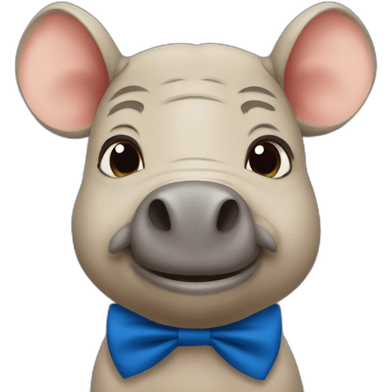 babirusa wearing blue bow tie emoji