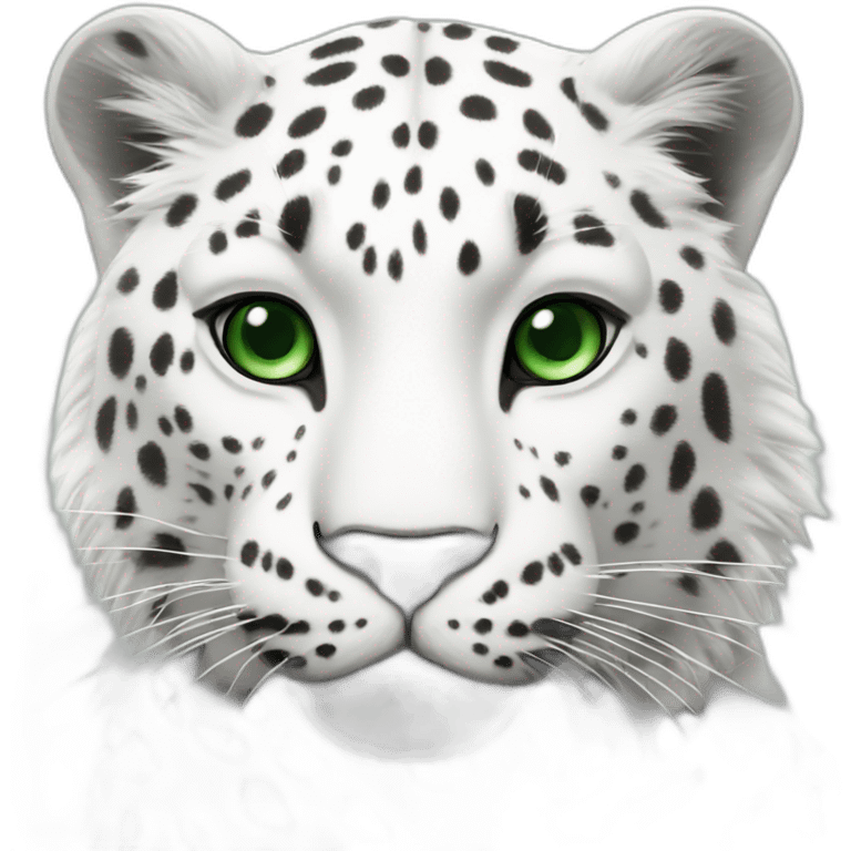 white leopard with green eyes emoji