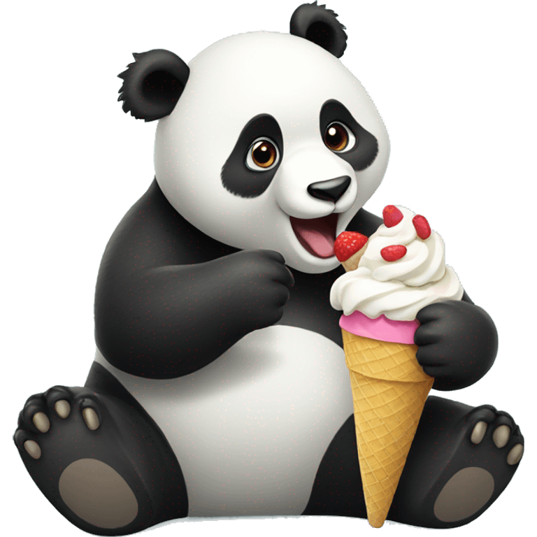 Panda eating ice cream emoji