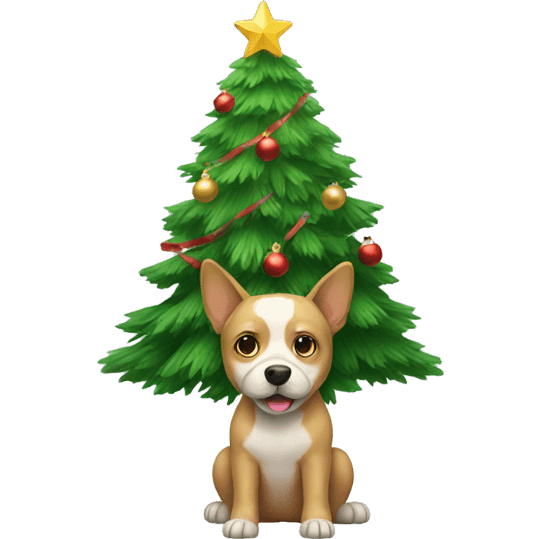 dogs with christmas tree emoji