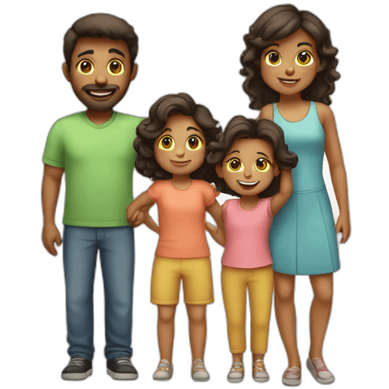 Family with one boy kid and three girl kids emoji