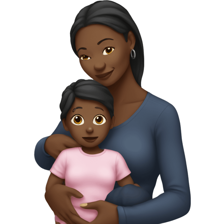 Black mom holding black baby girl emoji