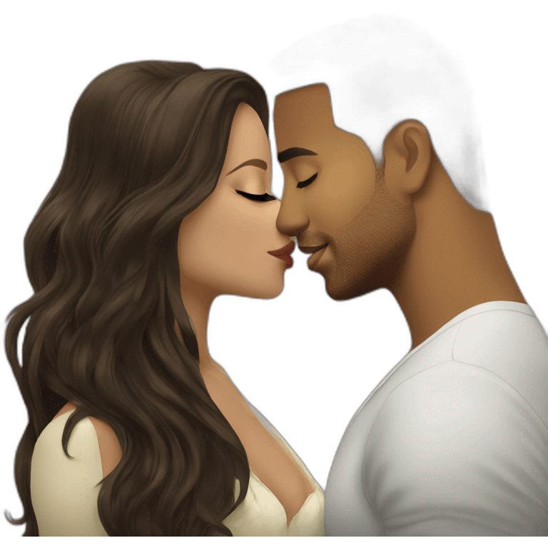 kiss-kiss romeo santos and girl green eyes and very long dark blond hair emoji