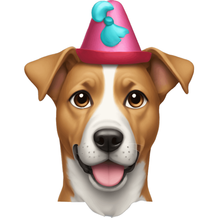 a dog named kels withparty hat emoji