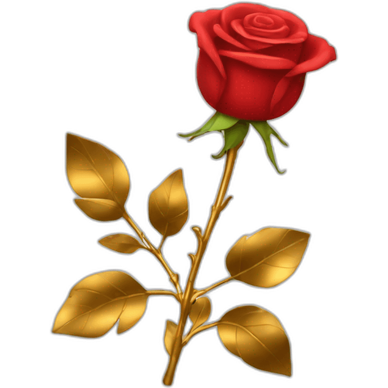 Red rose with gold stem emoji