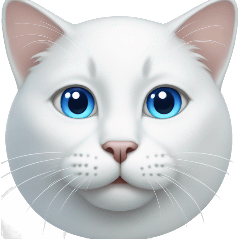 White cat with round ears and blue eyes  emoji