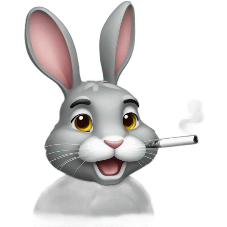 a smoking grey rabbit emoji