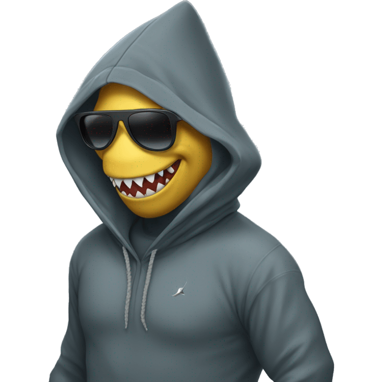 Shark man with hoodie and sunglasses emoji