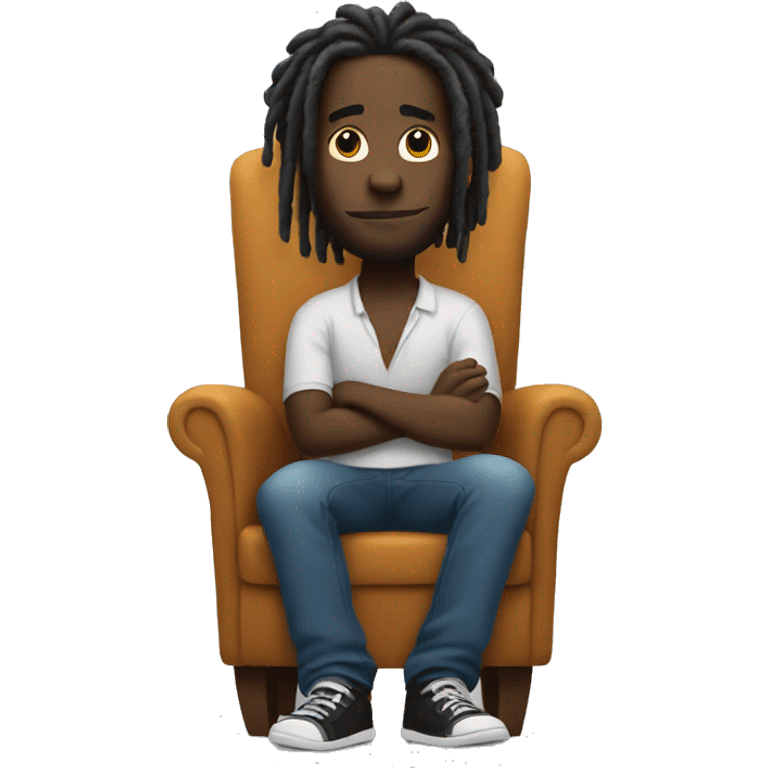 Black Guy with dreads arms crossed sitting in a chair  emoji