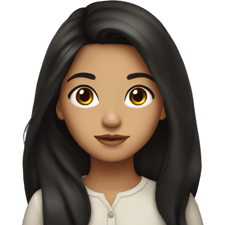 olive skin girl dark brown eyes long black hair emoji