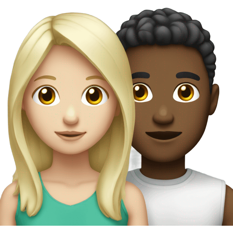 Couple white blonde girl and mixed boy emoji