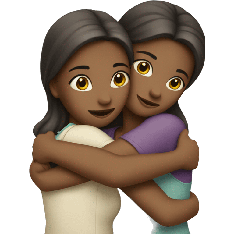 Two girls hugging each other  emoji