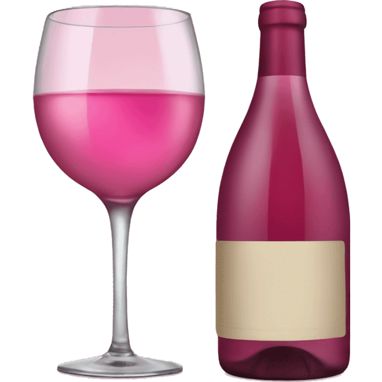 Pink wine bottle and wine glass emoji