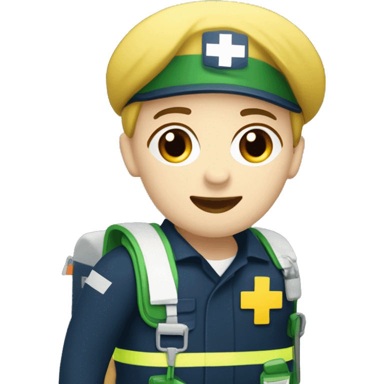 paramedic with a medic bag. White skin, navy uniform, with greenish/yellow medical bag, looks like a queensland ambulance service paramedic emoji