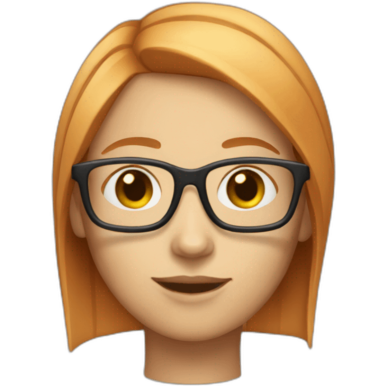 Ginger woman with straight hair glasses and square head emoji