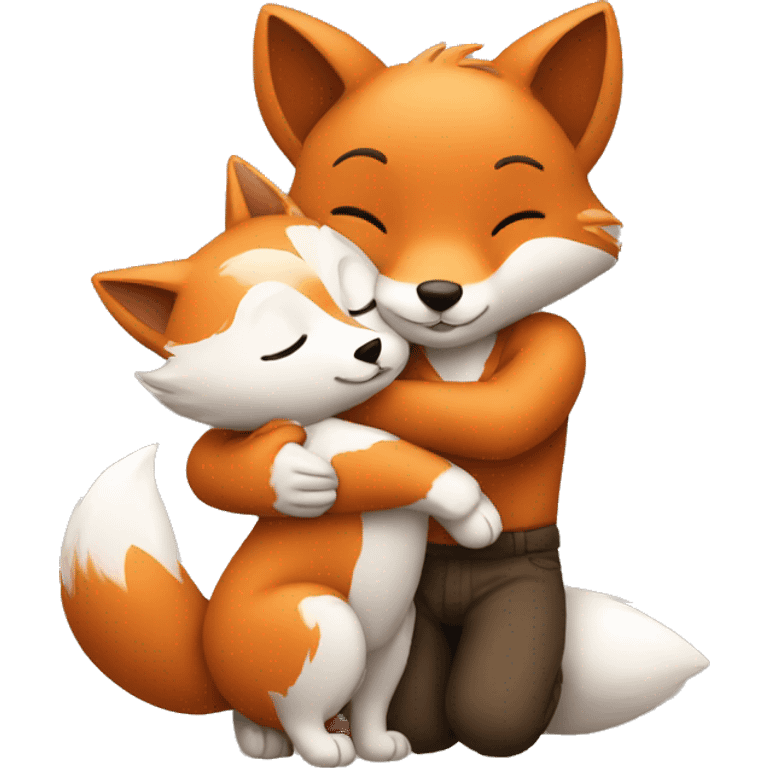 little fox hugging a little white boy emoji