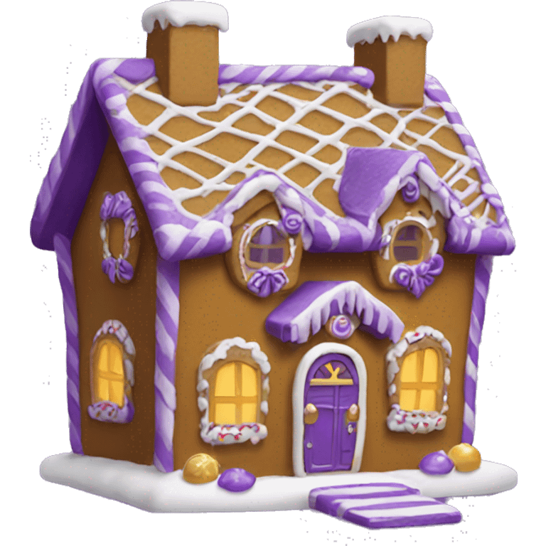 Purple and gold gingerbread house emoji