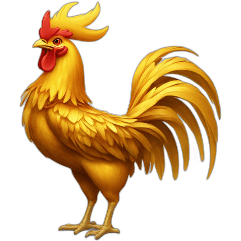 proud and howling golden phoenix rooster with a crown on its head emoji