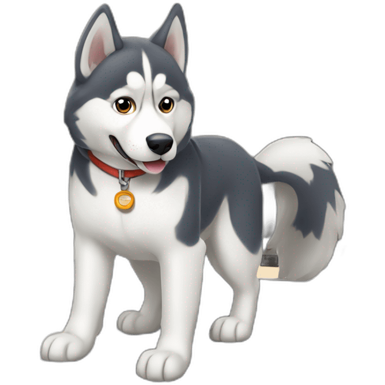 Husky on railway emoji