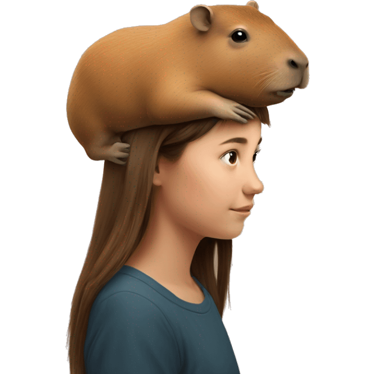 A capybara on a girl's head
 emoji