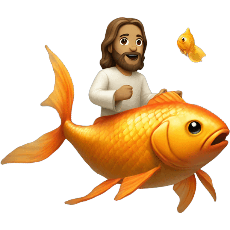 Jesus riding a goldfish emoji