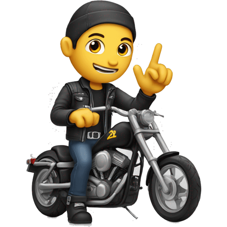 A biker making a rock sign with his hand emoji