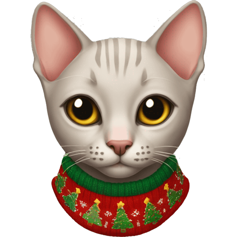 hairless cat wearing a Christmas sweater  emoji