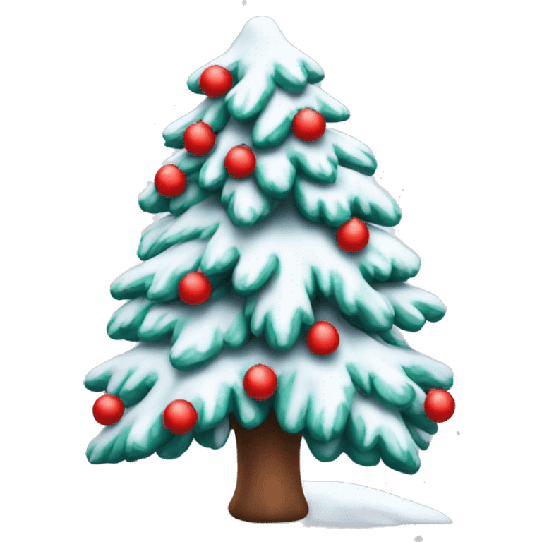 Arbol de navidad nevado con lazos rojos emoji