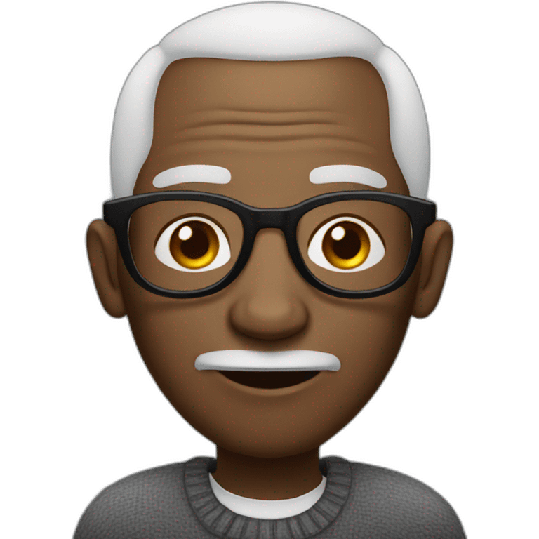 Skinny baldy African American old man with glasses emoji