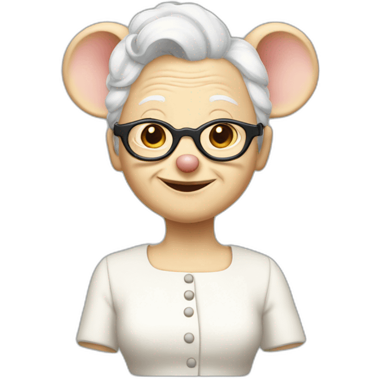 old jerry mother mouse with spectacles and white hair and white dress emoji