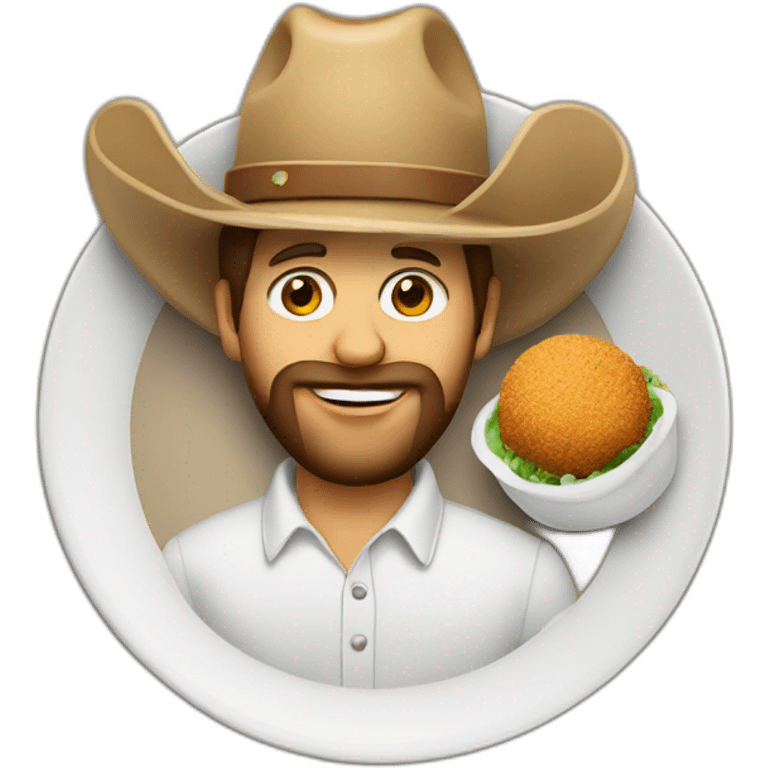 plate of falafel wearing a cowboy hat emoji