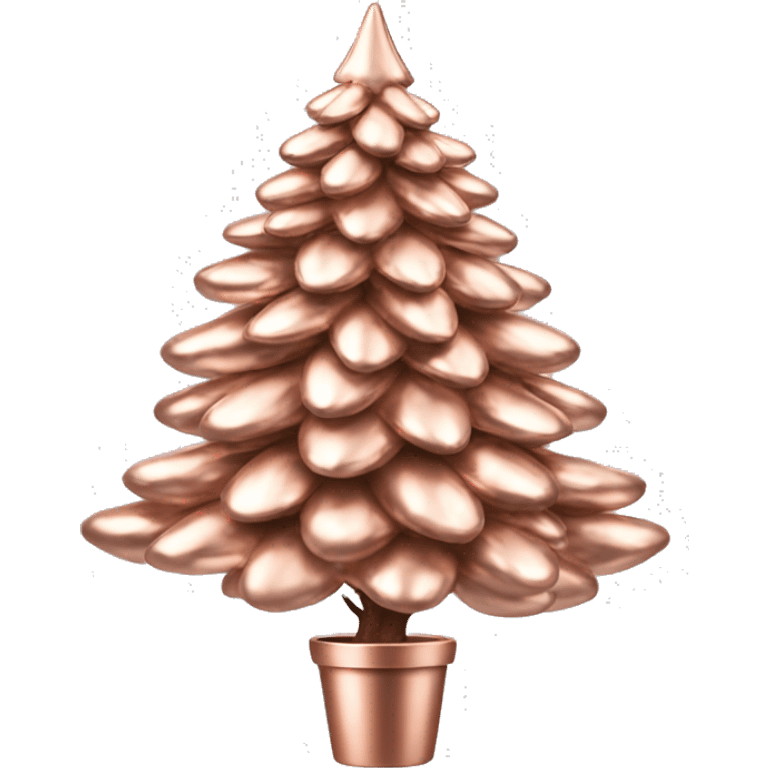 Realistic isolated rose gold christmas tree. emoji