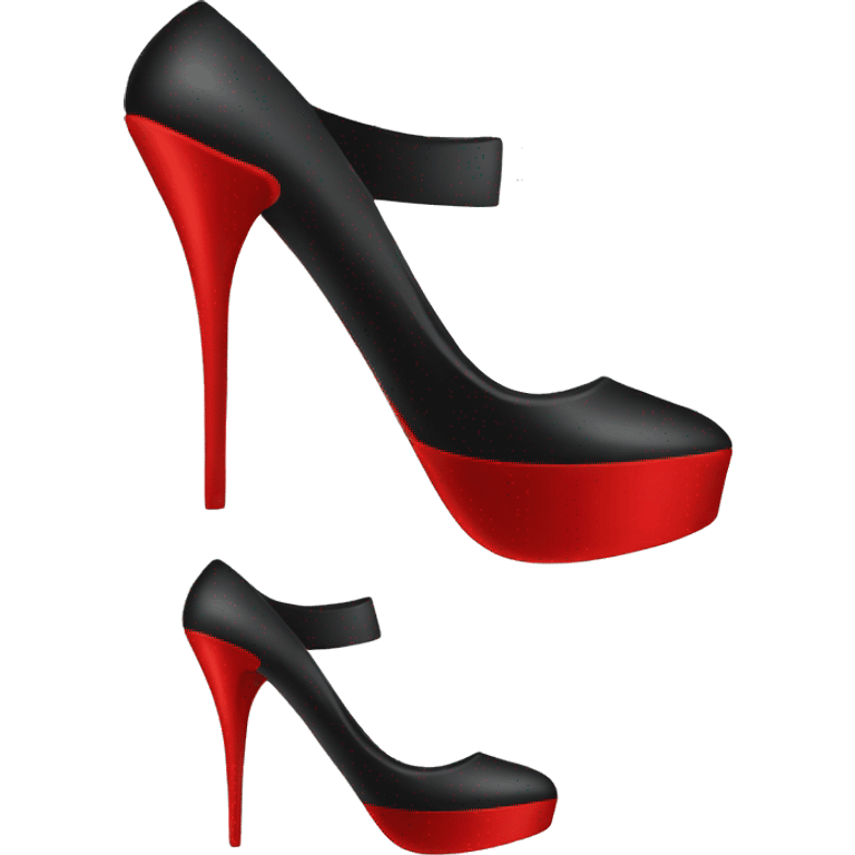 Black high heel with red bottoms  emoji