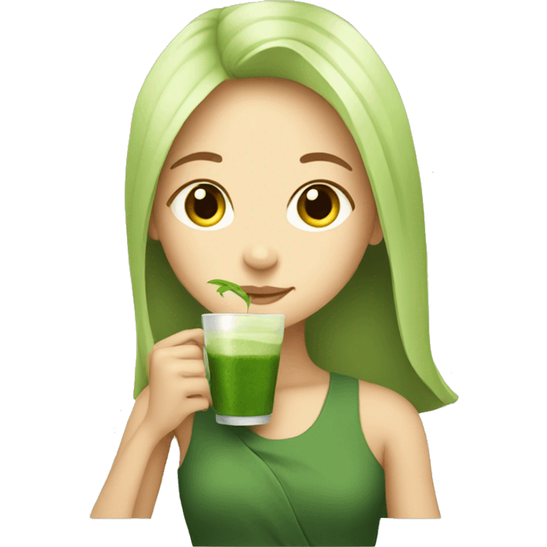 girl drinking matcha emoji