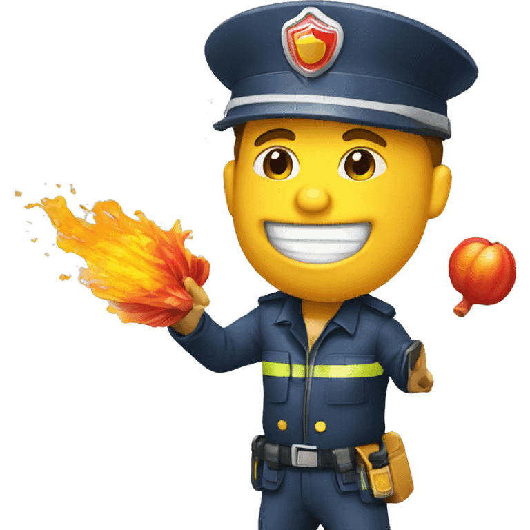 Pompier en train de faire des pompes emoji