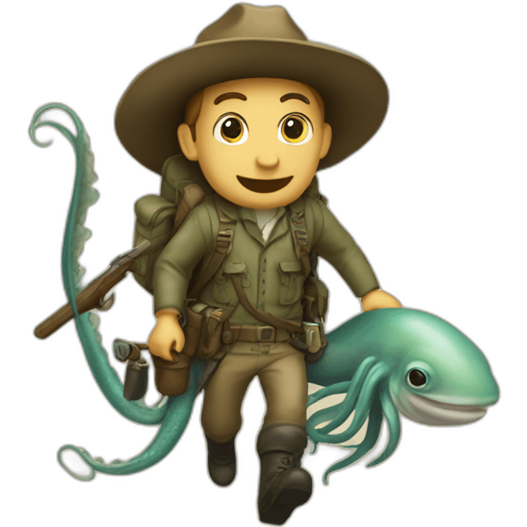 A Poacher riding a Squid emoji