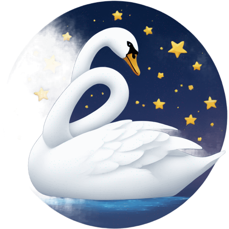 Swan with stars surrounding emoji