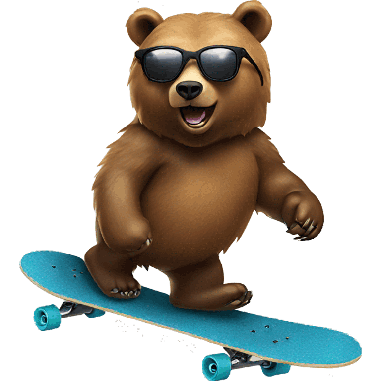 grizzly bear with sun glasses skateboarding  emoji