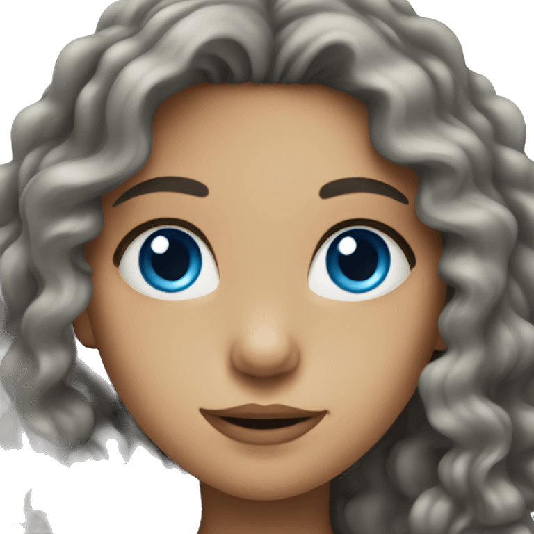 girl with long dark curly hair and blue eyes emoji