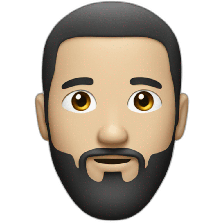 white man with short black fringe and goatee emoji