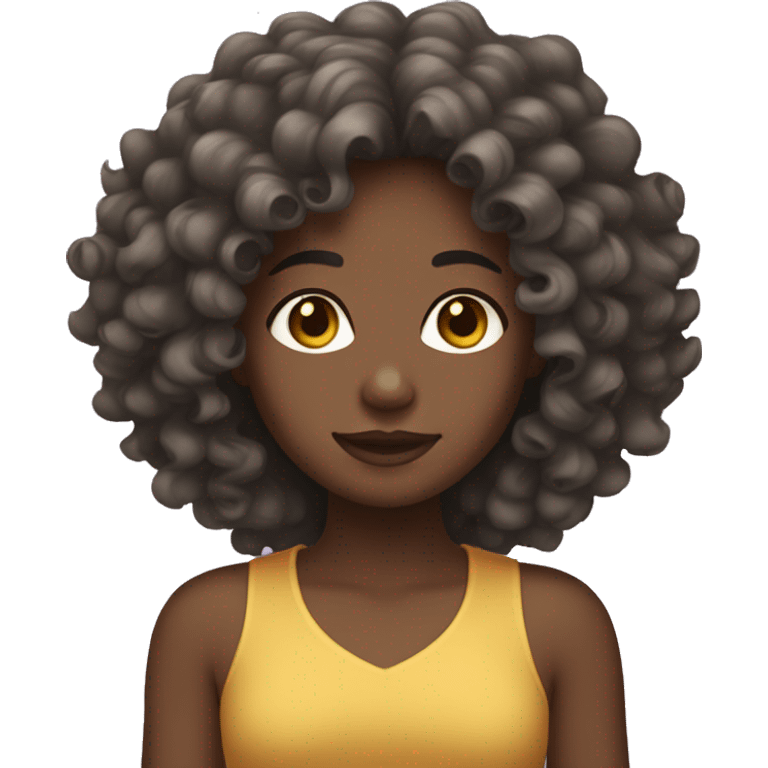 Girl with curly large hair and light black skin  emoji