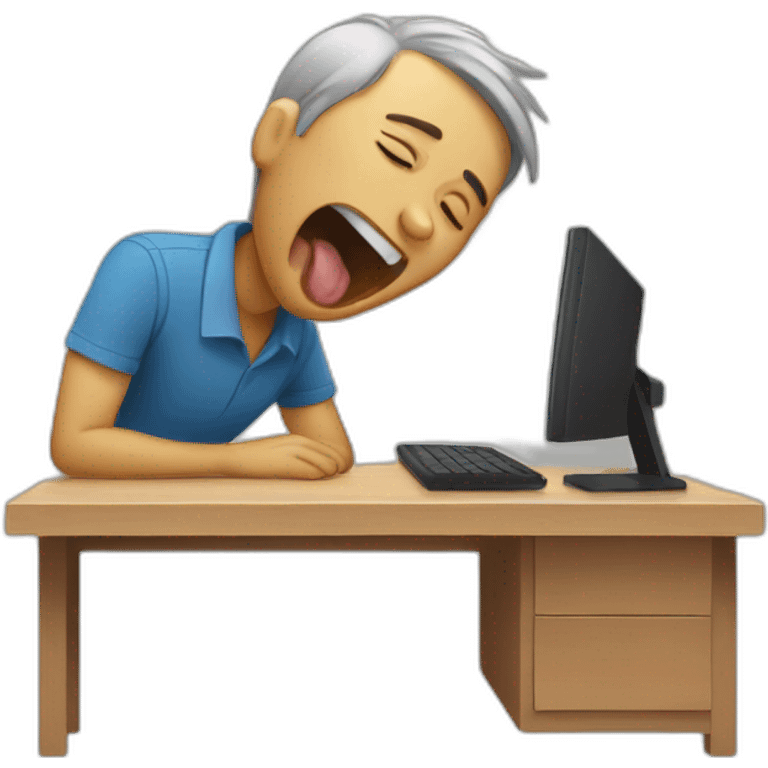 someone yawning and sleeping on a desk emoji