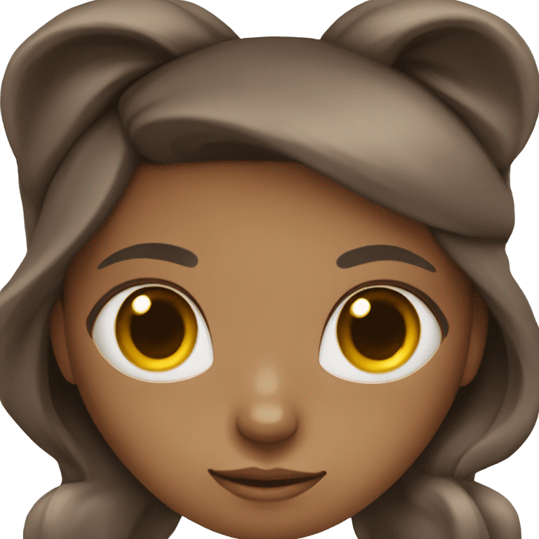 A dark-skinned girl with long hair and a round face with a book and a cat emoji